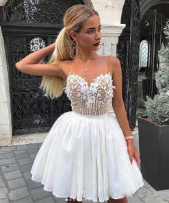 Appliques Beads V-neck Cocktail Party Dress