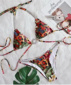 Bandage Rhinestone Bikini Push Up Bikini Set Bathing Suit