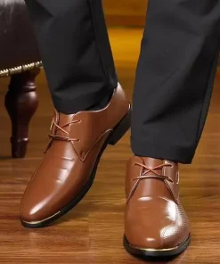 Business Style Breathable Wedding Wear-resistant Leather Lace-Up Shoes