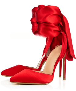 Butterfly Knot Lace-Up Stiletto Women Heels Sandals Female Bride Wedding Shoes Peep Toe Sandals Elegent High Heels