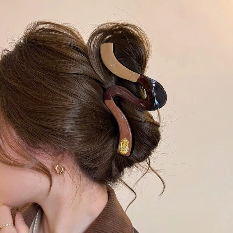 Casual Claws Clips French Simple Large Wavy Shark Clip Hair