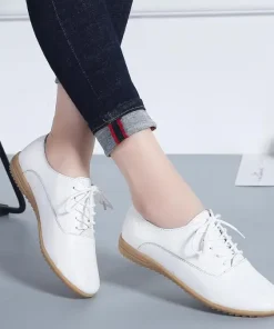 Casual Genuine Leather Loafers Soft Round Toe Flats Shoes