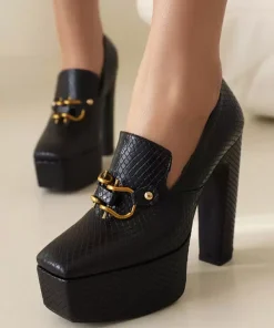 Casual Platform Metal Details Daily Casual Pumps High Heel