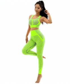 Casual Sleeveless Crop Top High Waist Leggings Seamless Yoga Set
