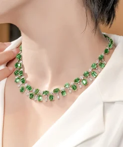 Classic Chain European Design Simulation Tourmaline Choker Necklace