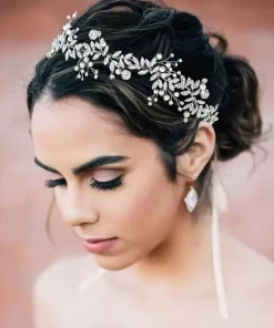 Crystal Flower Pearl Head Ribbon Bow Bride Wedding Hair Accessories Headbands