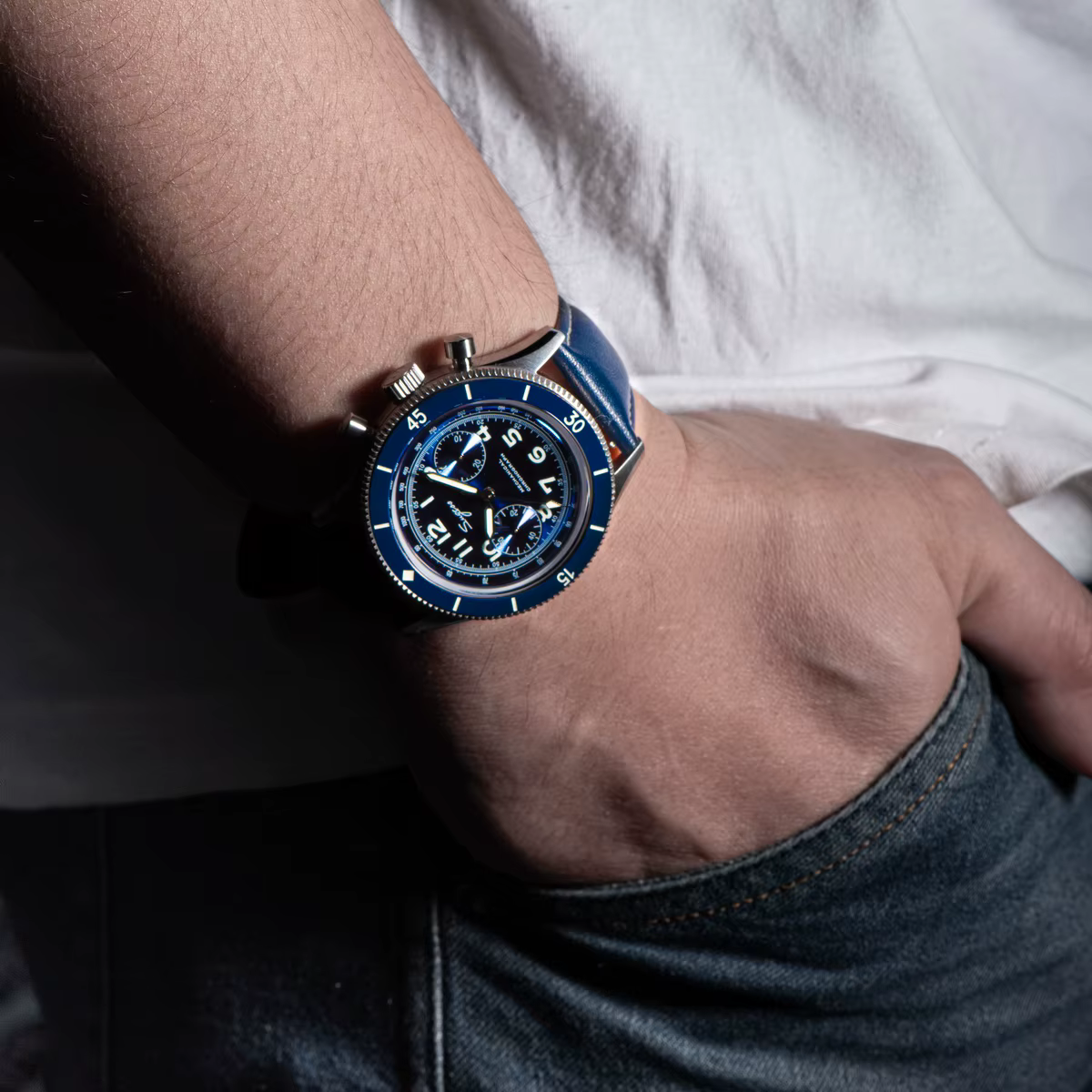Crystal Sapphire Leather Mechanical Wristwatches Luminous Skeleton Men Watches
