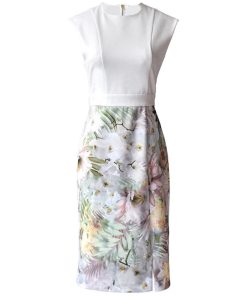 Elegant Flower Print Sleeveless Package Buttocks Slim Dresses