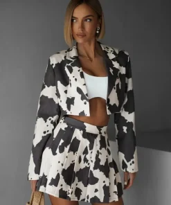 Elegant Long Sleeve Crop Shirt With High Waist Pleated Mini Skirt Set