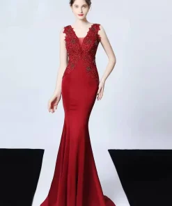 Elegant Luxury Silhouette Empire Wedding Party Maxi Dress