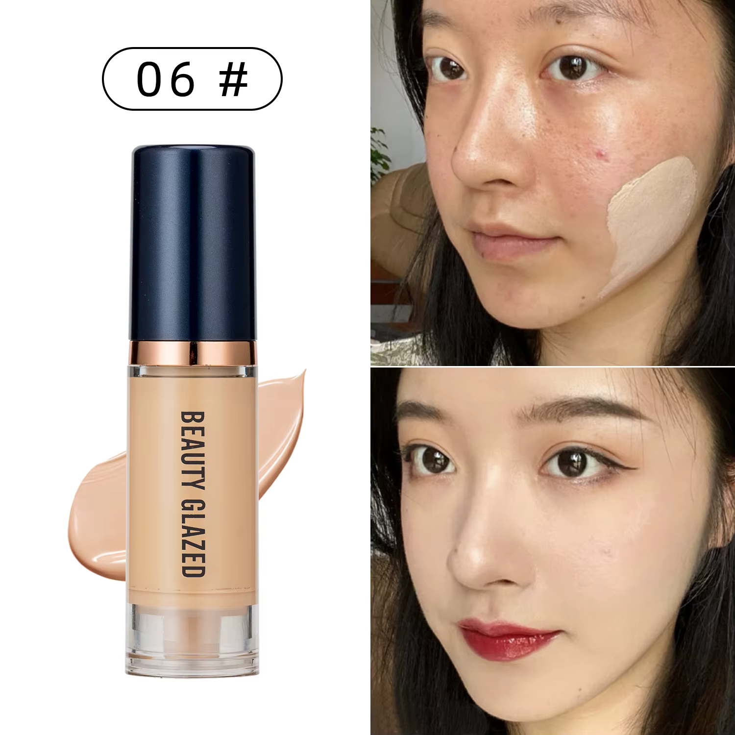 Full Coverage Long-Lasting Waterproof Natural Effect Beauty Glazed 6 Color Liquid Foundation - Image 6