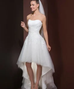 Lace Strapless Sleeveless A-Line Knee-Length Bridal Wedding Gowns