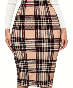 Printed Slim Pencil Pants Chic High Waist Slim Pencil Skirts Fashion Elegant Back Zip Up Midi Skirts