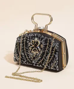 Elegant Beads Decor Mini Satchel Glitter Luxury Clutch