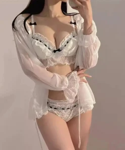 Small Breasts Gathered Without Steel Ring Bra Pure Desire Lace Sweet Temperament Bra Set