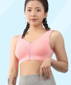Solid Shockproof Front Zipper Sports Tank Top