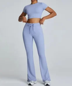 Trendy Gym Track Seamless Ribbed Fitness Sports Set