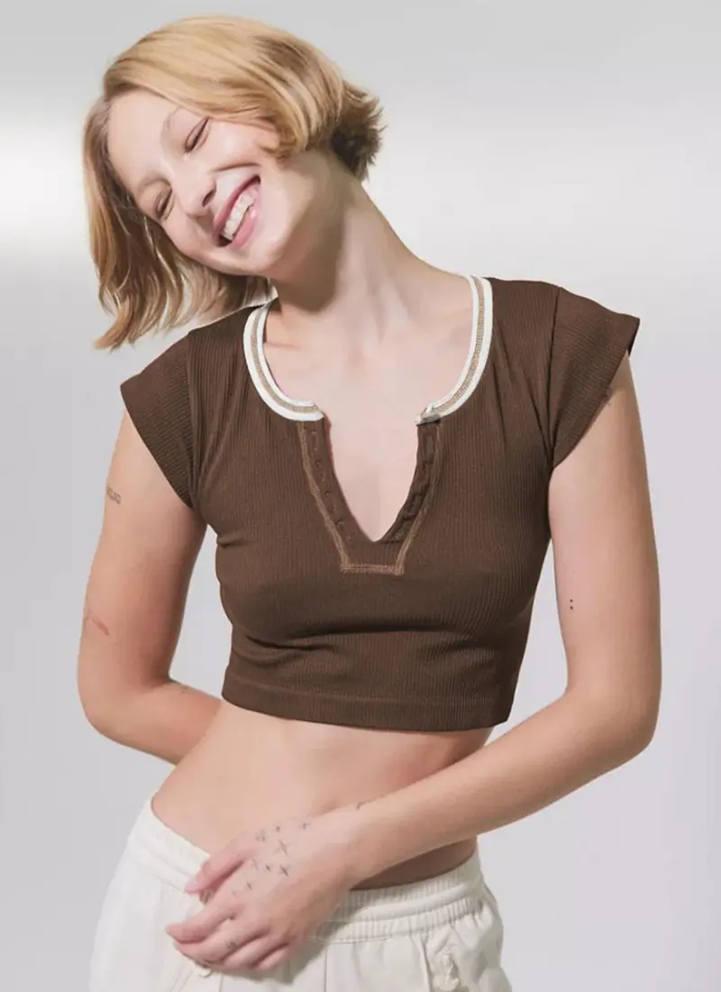 Vintage Fashion Sporty U-Neck Sleeveless Cami Crop Top T-Shirt - Image 9