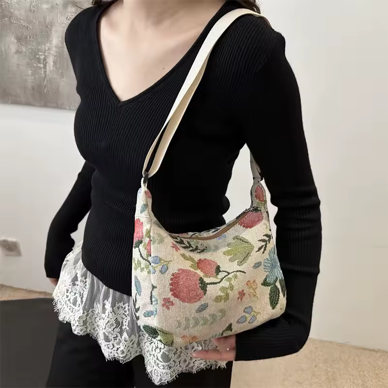 Vintage Versatile Literary Prints Crossbody Shoulder Bag